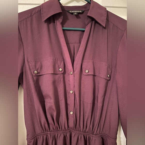 Express Purple Shirt Dress w/ Pockets - Picture 7 of 11